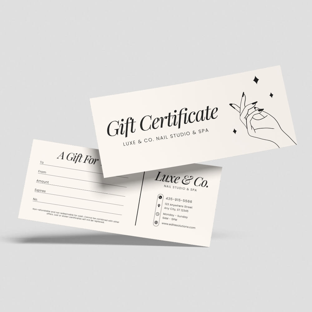 Nail Salon NGC-202 Gift Certificate design template